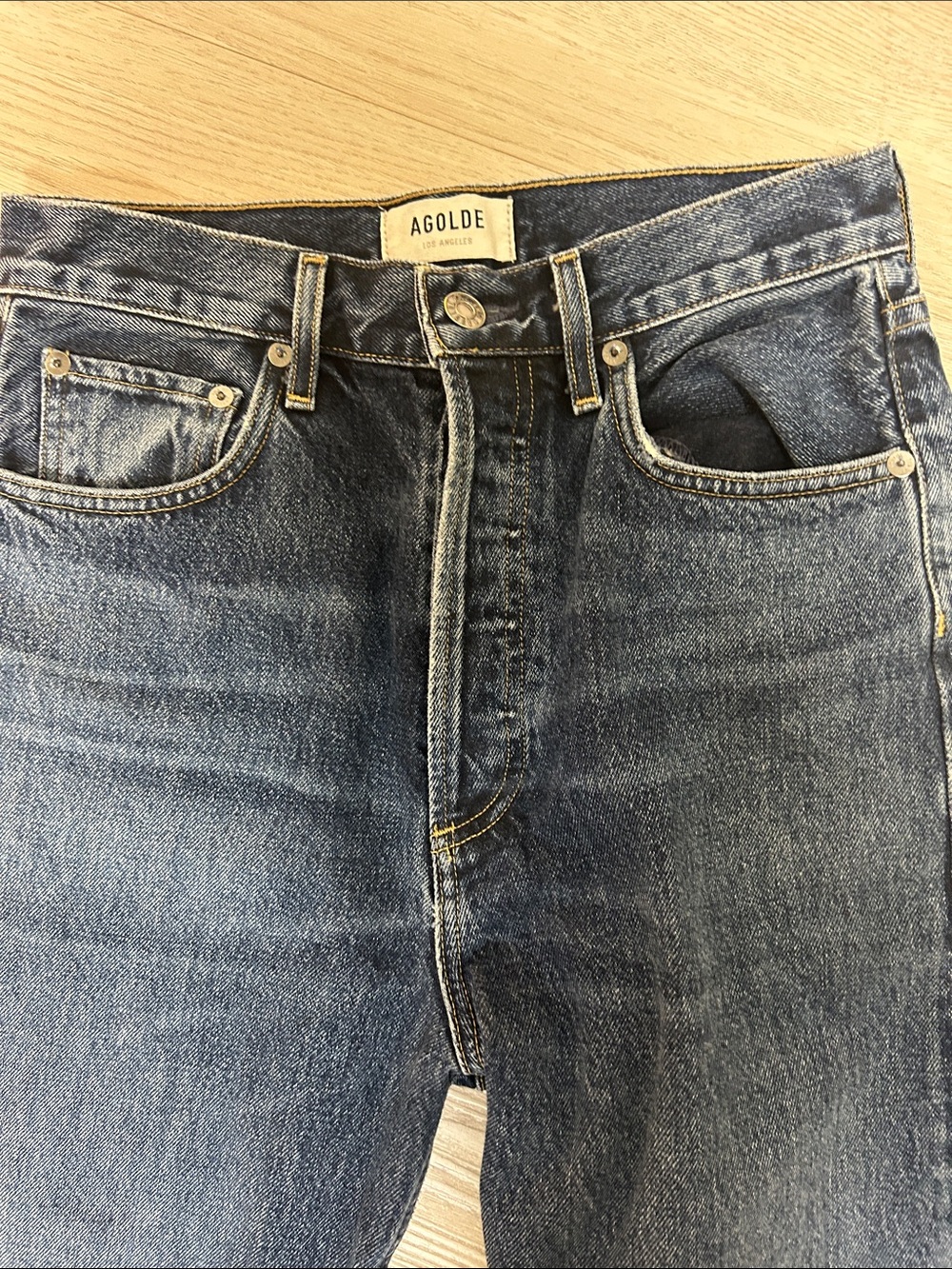 Agolde Straight Leg Dark Wash Jeans - Picture 3 of 7